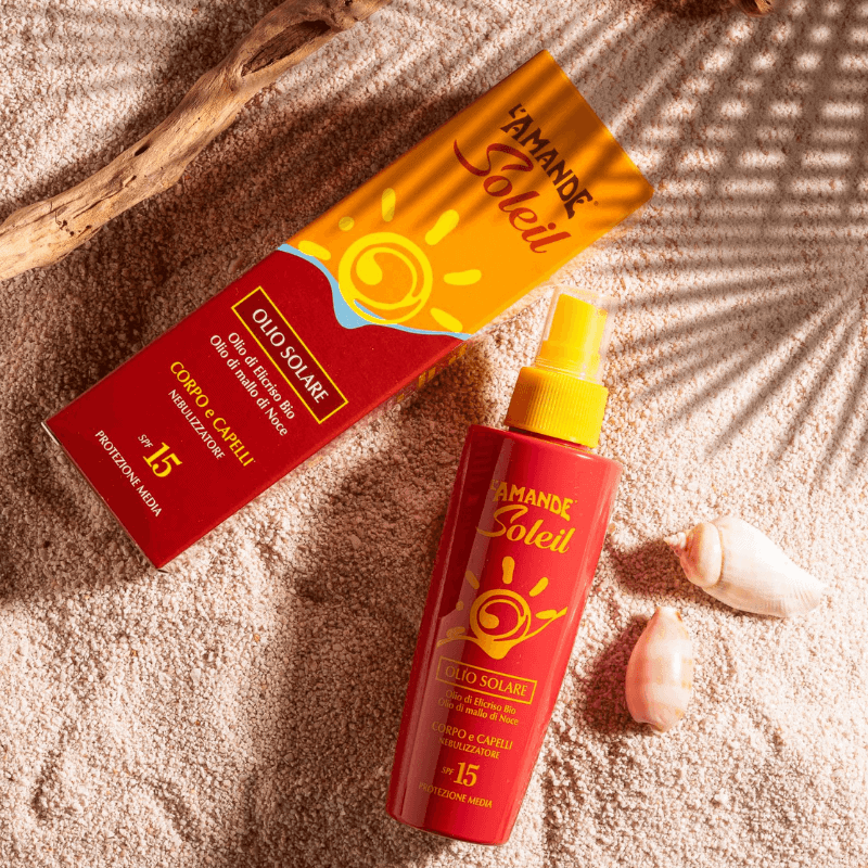 L'amande Olio solare corpo capelli SPF 15 Soleil Duty-free