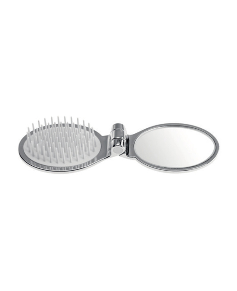 Janeke Spazzola pieghevole con specchio 70x50mm, colorazione argento - cod. CRSP03 Offerte speciali