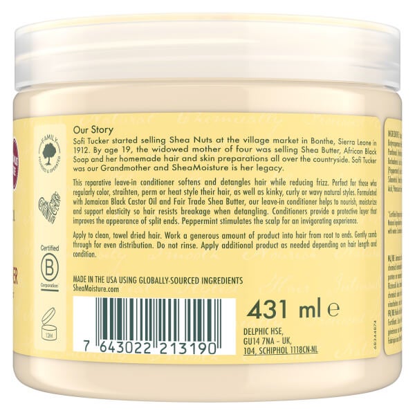 SheaMoisture SHEA MOISTURE BLACK CASTOR OIL STRENGTHEN GROW & RESTORE LEAVE-IN BALSAMO 454g ACQUISTA ORA