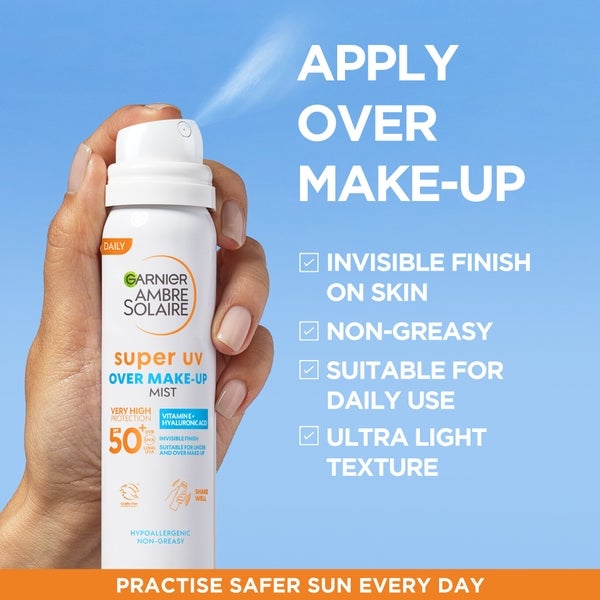 Garnier Over Makeup Super Spray Protezione UV SPF50 Garnier Ambre Solaire 75ml Novità