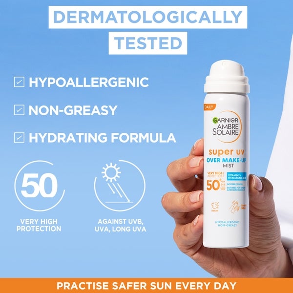 Garnier Over Makeup Super Spray Protezione UV SPF50 Garnier Ambre Solaire 75ml Novità