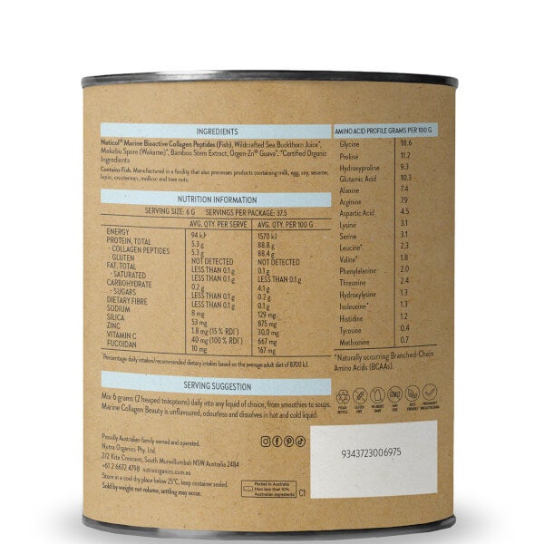 Nutra Organics Nutra Organics Marine Collagen Beauty Supplements 225g Negozio online di fabbrica