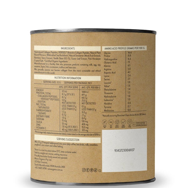Nutra Organics Nutra Organics Collagen Beauty Supplements - Vanilla 225g Offerta speciale