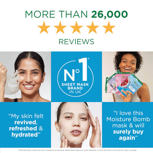 Garnier Garnier Moisture Bomb maschera viso idratante in tessuto al melograno Sconti questo mese