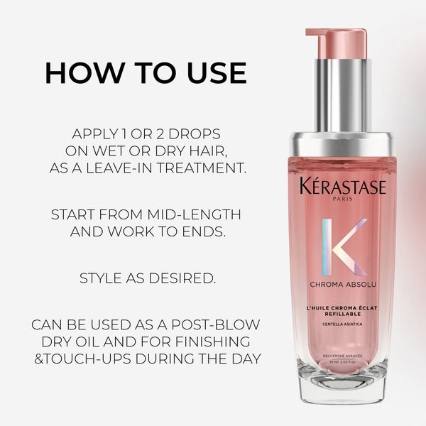 Kerastase Kérastase Chroma Absolu Refillable Hair Oil 75ml And 30ml Duo For Colour Treated Hair In Vendita