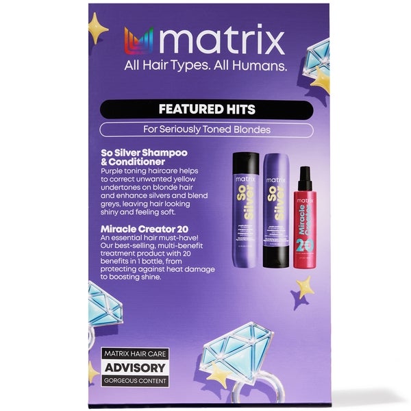 Matrix Matrix So Silver Purple Shampoo Conditioner and Miracle Creator Gift Set for Blonde and Grey Hair Negozio