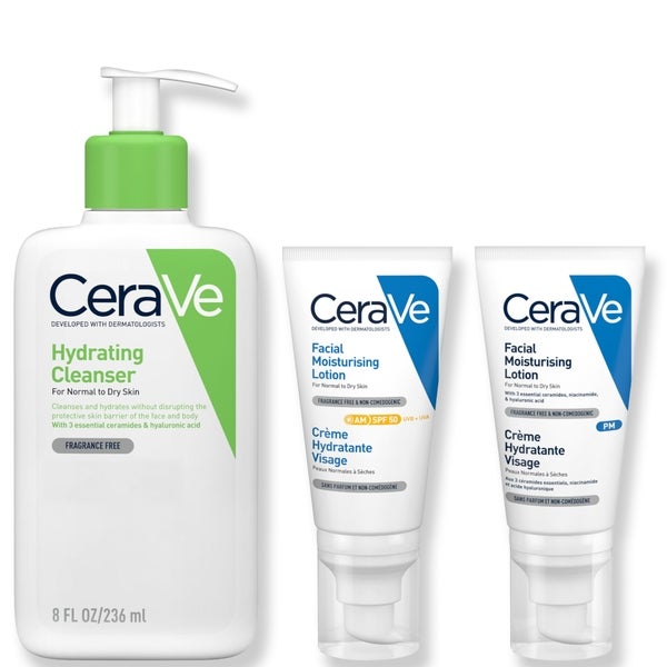 CeraVe CeraVe Exclusive Skincare Routine Simplified Set for Face Cleansing & Moisturising with Hyaluronic Acid SPF & Niacinamide Grande vendita