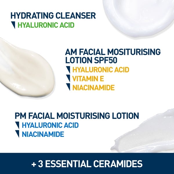 CeraVe CeraVe Exclusive Skincare Routine Simplified Set for Face Cleansing & Moisturising with Hyaluronic Acid SPF & Niacinamide Grande vendita